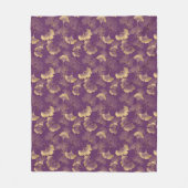Elegantes Ginkoblattmuster Lila Gold Fleecedecke (Vorderseite)