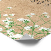 Elegantes Gipskraut Floral Wedding Bar Menu Signat Poster (Ecke)