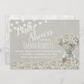 Elegantes Gipskraut String Lights Babydusche Einladung (Vorne/Hinten)