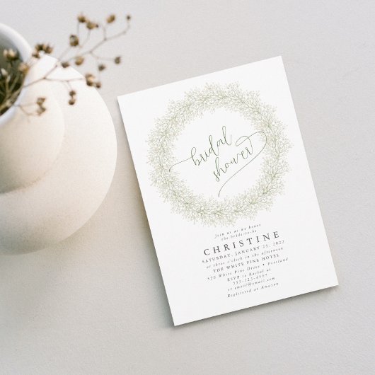 Elegantes Gipskraut Wreath Brautparty Einladung