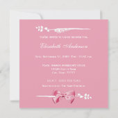 Elegantes Girl-Babydusche mit rosa Bow Einladung (Rückseite)