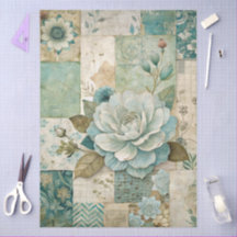 Elegantes Girly Aquamarin Cotattcore Blumengewebe