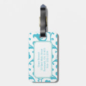 Elegantes girly aquamarines blaues gepäckanhänger (Rückseite vertikal)