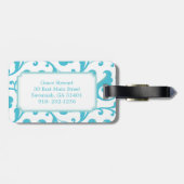 Elegantes girly aquamarines blaues gepäckanhänger (Rückseite horizontal)