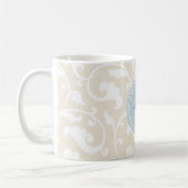 Elegantes girly beige Blumenmustermonogramm Kaffeetasse (Links)