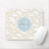 Elegantes girly beige Blumenmustermonogramm Mousepad (Mit Mouse)