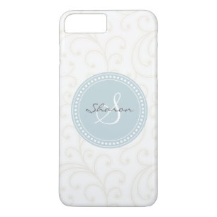 Elegantes, girly, beige-weißes Blumenmuster-Monogr Case-Mate iPhone Hülle