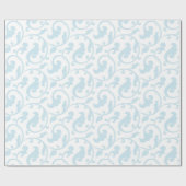 Elegantes girly blaues Blumenmustermonogramm Geschenkpapier (Flach)