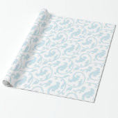 Elegantes girly blaues Blumenmustermonogramm Geschenkpapier (Ungerollt)