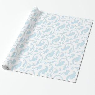 Elegantes girly blaues Blumenmustermonogramm Geschenkpapier