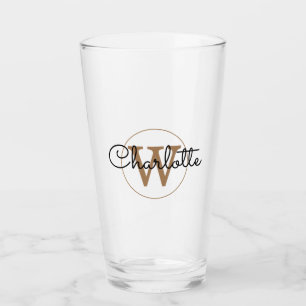 Elegantes, girly Gold-Monogramm Schriftzug  Glas