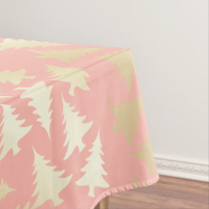Elegantes Girly Gold u. rosa Weihnachtsbaum-Muster Tischdecke