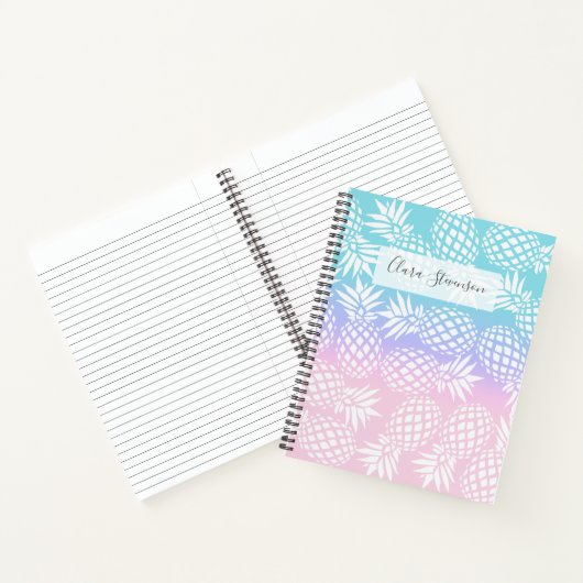 Elegantes Girly Gradient Ananas Muster farbenfroh Notizblock (Innenseite)