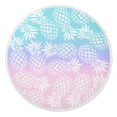 Elegantes Girly Gradient Ananas Muster farbig Keramikknauf (Vorderseite)