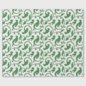 Elegantes girly grünes Blumenmustermonogramm Geschenkpapier (Flach)