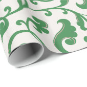 Elegantes girly grünes Blumenmustermonogramm Geschenkpapier (Rolleneckpunkt)