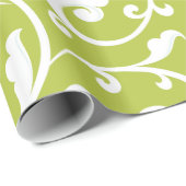 Elegantes girly grünes Blumenmustermonogramm Geschenkpapier (Rolleneckpunkt)