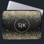 Elegantes Girly Modern Gold Black Glitzer Monogram Laptopschutzhülle<br><div class="desc">Gold und Black Imitats Glitzer und Sparkle Elegant Mit Monogramm Initials Case. Dieser Fall kann so angepasst werden,  dass er Ihren Anfangs- und Vornamen enthält.</div>