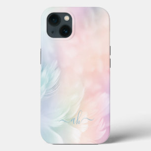 Elegantes, girly, monogrammiertes, pastellfarbenes iPhone 13 hülle