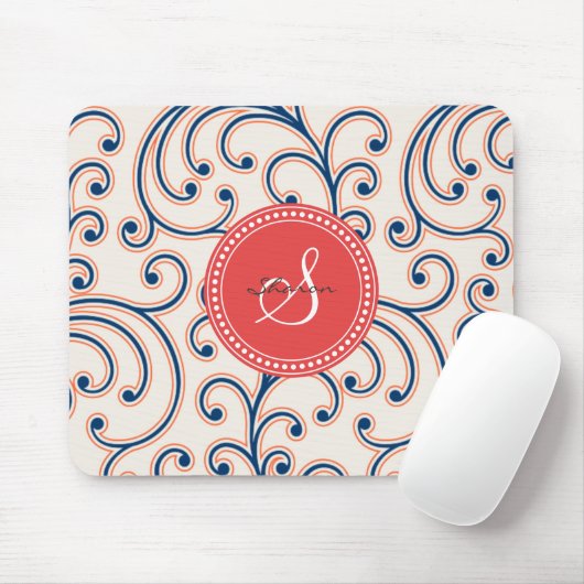 Elegantes girly orange blaues mousepad (Mit Mouse)