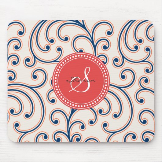Elegantes girly orange blaues mousepad (Vorne)