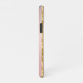 Elegantes Girly Peach Gold Glitzer Muster Monogram iPhone Hülle (Rechte Seite)