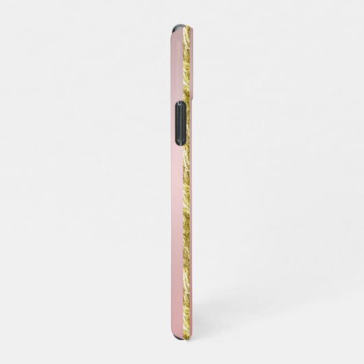 Elegantes Girly Peach Gold Glitzer Muster Monogram iPhone Hülle (Rechte Seite)