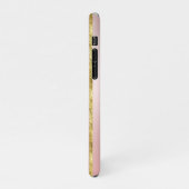 Elegantes Girly Peach Gold Glitzer Muster Monogram iPhone Hülle (Linke Seite)