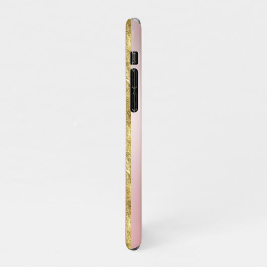 Elegantes Girly Peach Gold Glitzer Muster Monogram iPhone Hülle (Linke Seite)