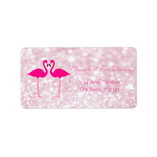 Elegantes, girly, pink glitzernd, Bokeh, rosa Flam Adressaufkleber