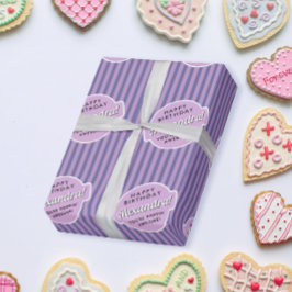 Elegantes Girly Pink Lila Popcorn Streifenmuster Geschenkpapier