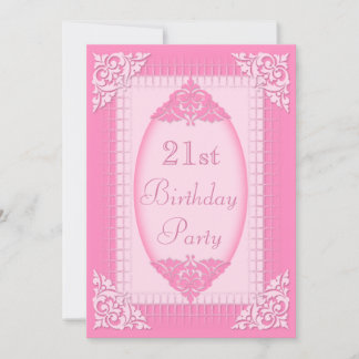 Elegantes, Girly Rosa-21. Geburtstag Einladung