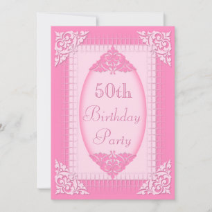 Elegantes, Girly Rosa-50. Geburtstag Einladung