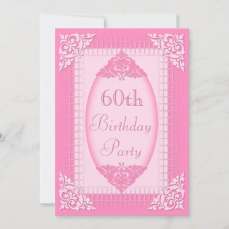 Elegantes, Girly Rosa-60. Geburtstag Einladung