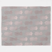 Elegantes girly Rosengold u. graues Ananasmuster Fleecedecke (Vorderseite (Horizontal))