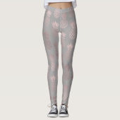 Elegantes girly Rosengold u. graues Ananasmuster Leggings (Vorderseite)
