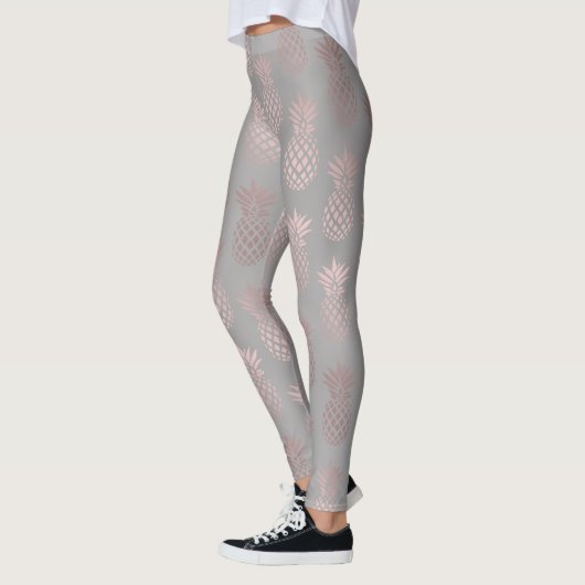 Elegantes girly Rosengold u. graues Ananasmuster Leggings (Links)