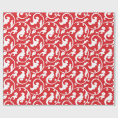 Elegantes girly rotes Blumenmustermonogramm Geschenkpapier (Flach)