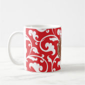 Elegantes girly rotes Blumenmustermonogramm Kaffeetasse (Links)