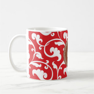Elegantes girly rotes Blumenmustermonogramm Kaffeetasse