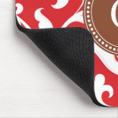 Elegantes girly rotes Blumenmustermonogramm Mousepad (Ecke)