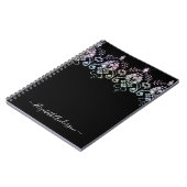 Elegantes Girly Schwarz-weiß Monogram Name Noteboo Notizblock (Linke Seite)