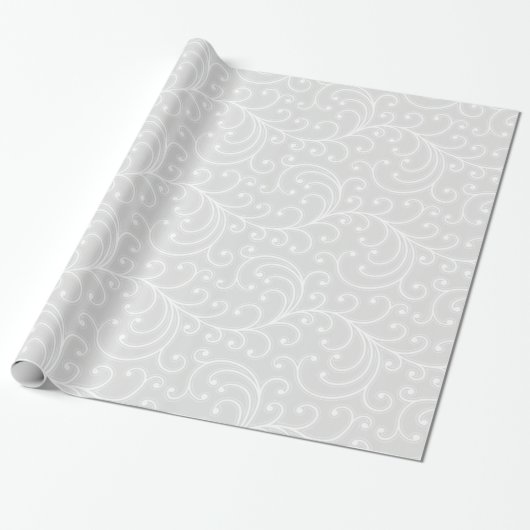 Elegantes girly silbernes Blumenmustermonogramm Geschenkpapier (Ungerollt)