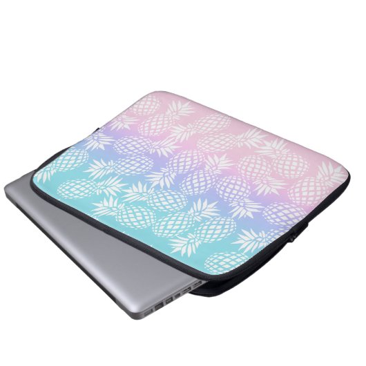 Elegantes Girly Steigungs-Ananas-Muster bunt Laptopschutzhülle (Vorne Knopf)