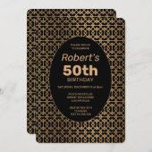 Elegantes Gitter 50. Geburtstag Einladung (Vorne/Hinten)