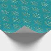 Elegantes Glam Aquamarines Goldmuster Geschenkpapier (Ecke)