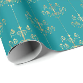 Elegantes Glam Aquamarines Goldmuster Geschenkpapier