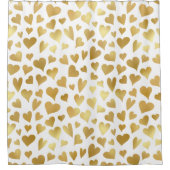 Elegantes Glam Gold Hearts Muster Duschvorhang (Vorderseite)