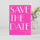 Elegantes Glam Hot Pink Art Deco Foto Save The Date (Stehend Vorderseite)