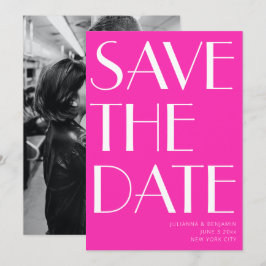 Elegantes Glam Hot Pink Art Deco Foto Save The Date
